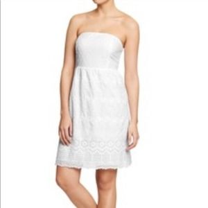 🌿 ON Eyelet White Cotton Mini Tube Dress 6